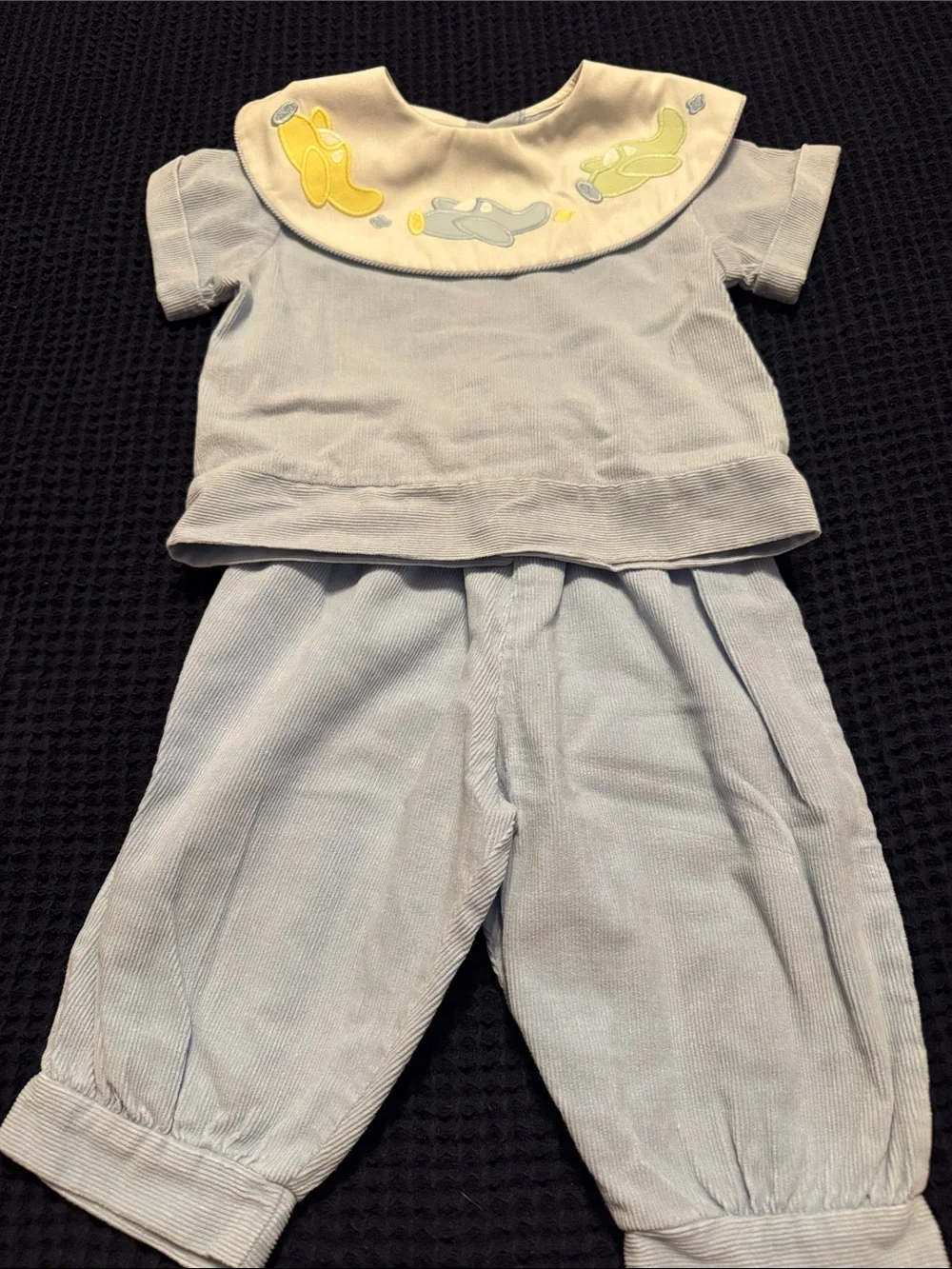 Light Blue Kids Two-Piece Set with Airplane Collar